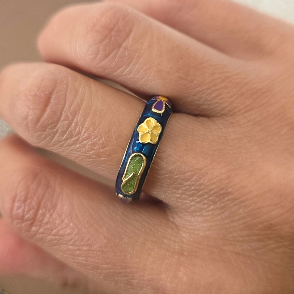 Cloisonné Enamel Ring Blue